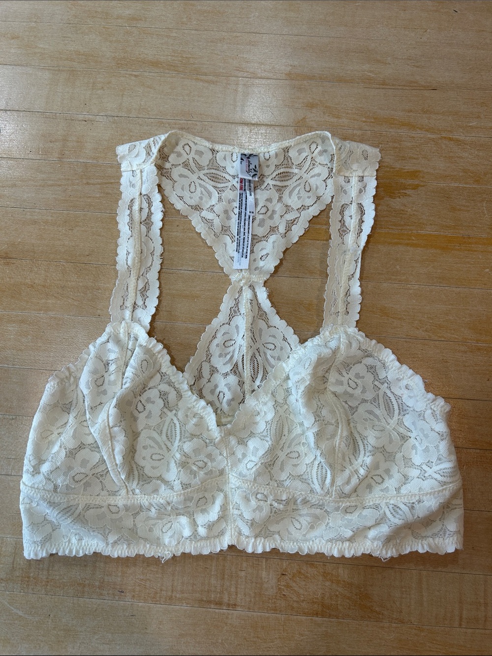 Free People Cream Lace Racerback Bralette